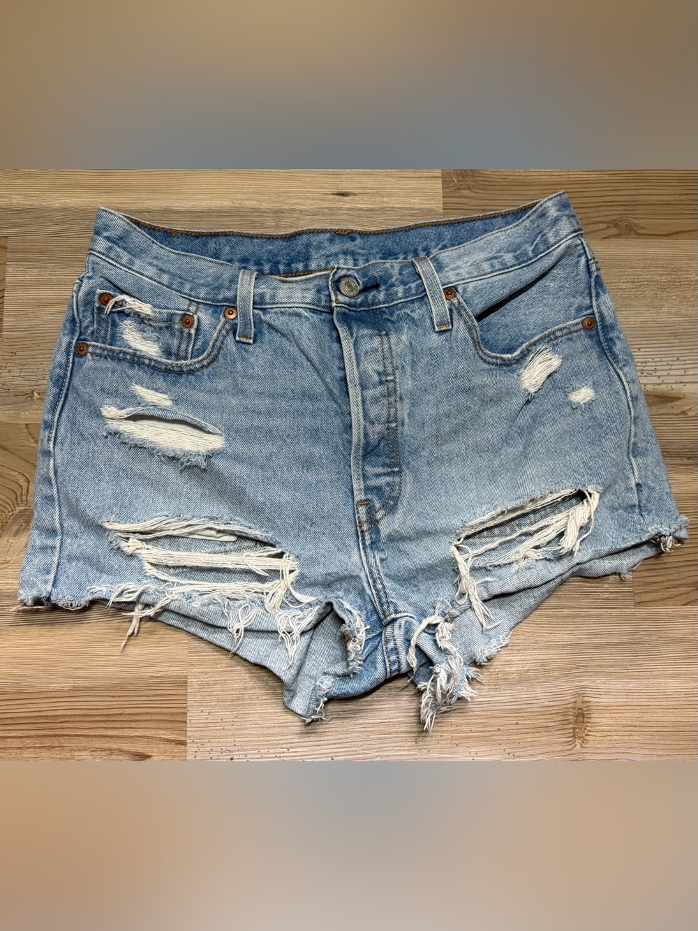 Levi's Light Blue Distressed Denim Women’s Shorts